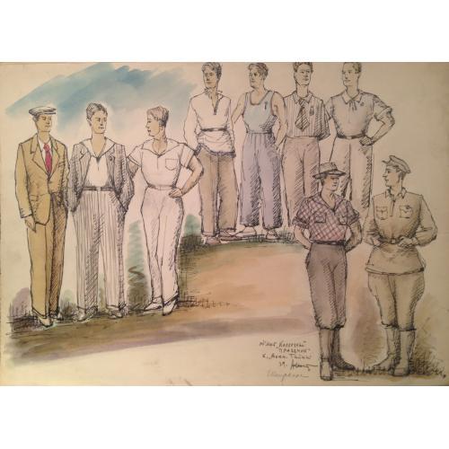 Жаренов А.С. Колхозный праздник. Эскизы костюмов