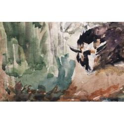 Ермилова-Платова Е.Ф. Полуденная дойка коз на пастбище